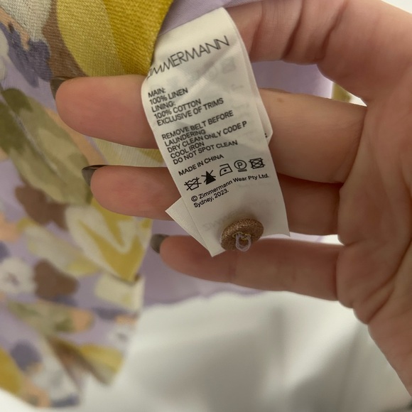 Zimmermann Pop Floral backless halter linen romper with Belt NWT - Picture 6 of 13